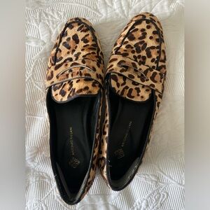ANTONIO MELANI Black and Brown Loafers Leopard Print Flats